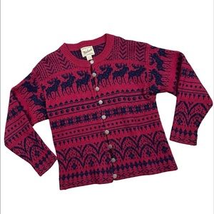 Vintage Woolrich Moose Fair Isle Cardigan Winter Wool